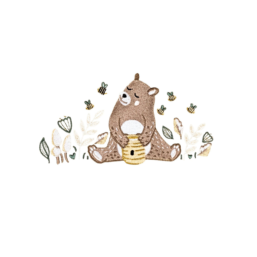 Gigoteuse bébé Ecowool couleur grège, modèle L’ours et son miel