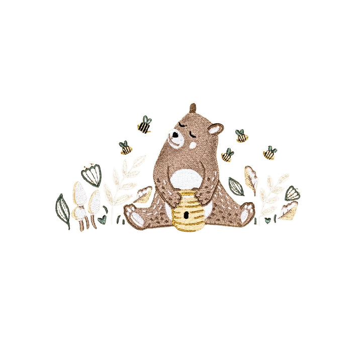 Gigoteuse bébé Ecowool couleur grège, modèle L’ours et son miel