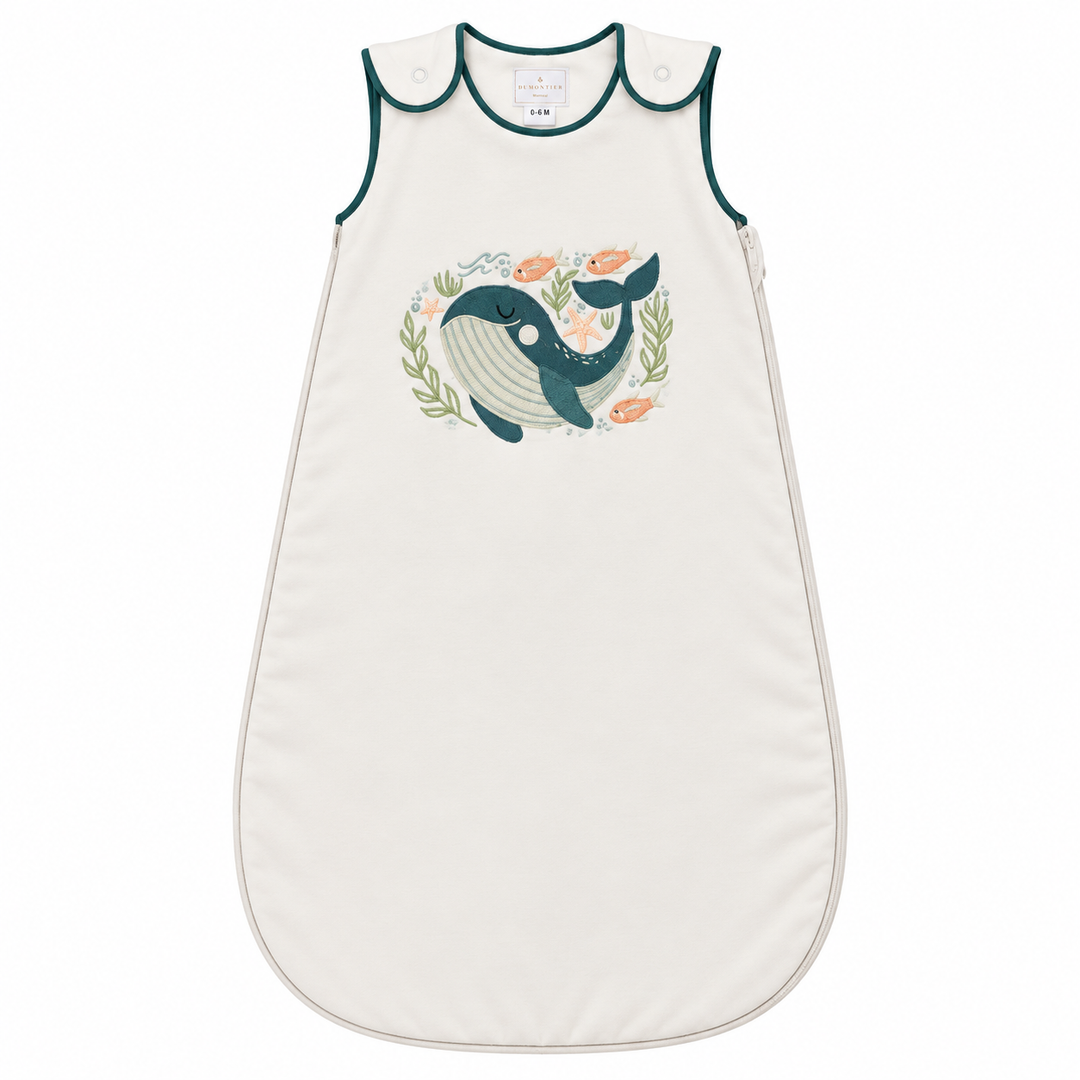 Gigoteuse Baleine crème pour bébé, vue à plat