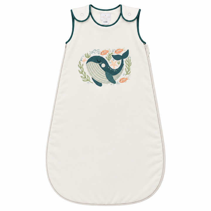 Gigoteuse Baleine crème pour bébé, vue à plat