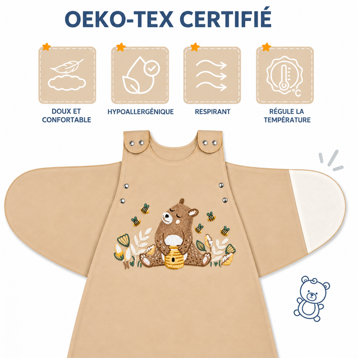 Gigoteuse bébé Ecowool 2-en-1 couleur miel, confection Dumontier au Québec