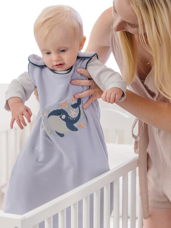 Sleep Sack: Whale Design – Aqua Blue