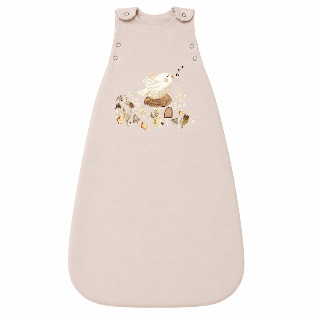 Gigoteuse bébé Ecowool 2-en-1 0–24 mois, Le chant de l’oiseau, couleur grège