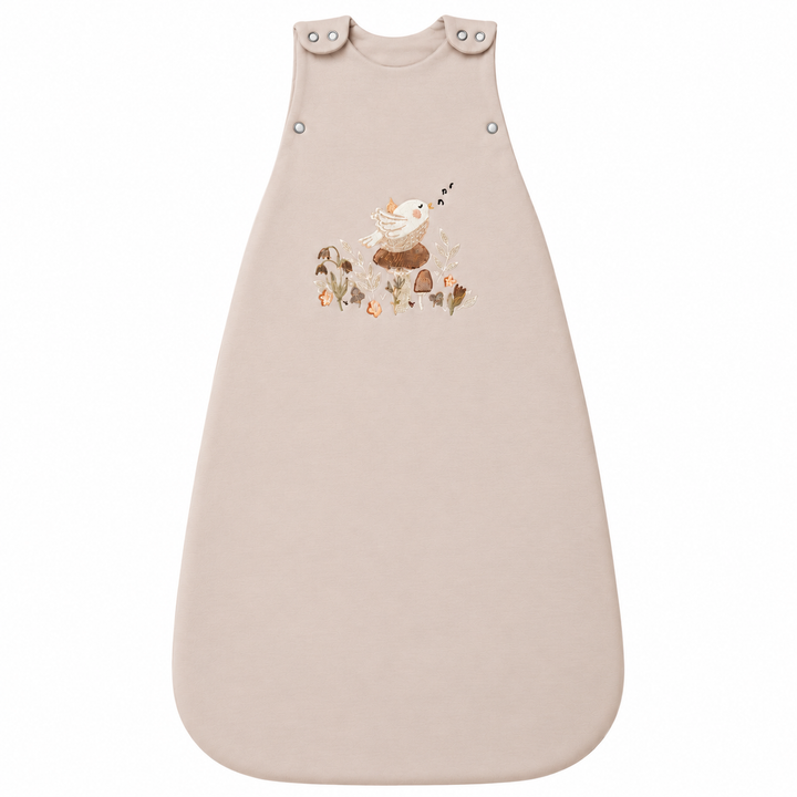 Gigoteuse bébé Ecowool 2-en-1, 0–24 mois – Le chant de l’oiseau – Grège