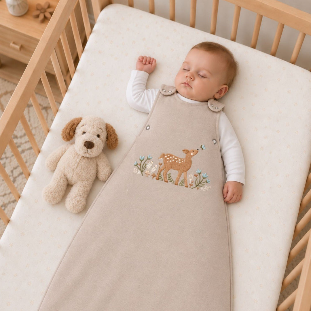 Gigoteuse bébé Ecowool couleur grège, modèle Le petit faon